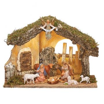 Fontanini 5" Scale Lighted 9 Piece Nativity with Italian Stable Set