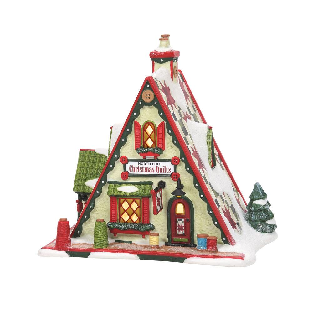 Department 56 North Pole Series Christmas Quilts Lighted Building