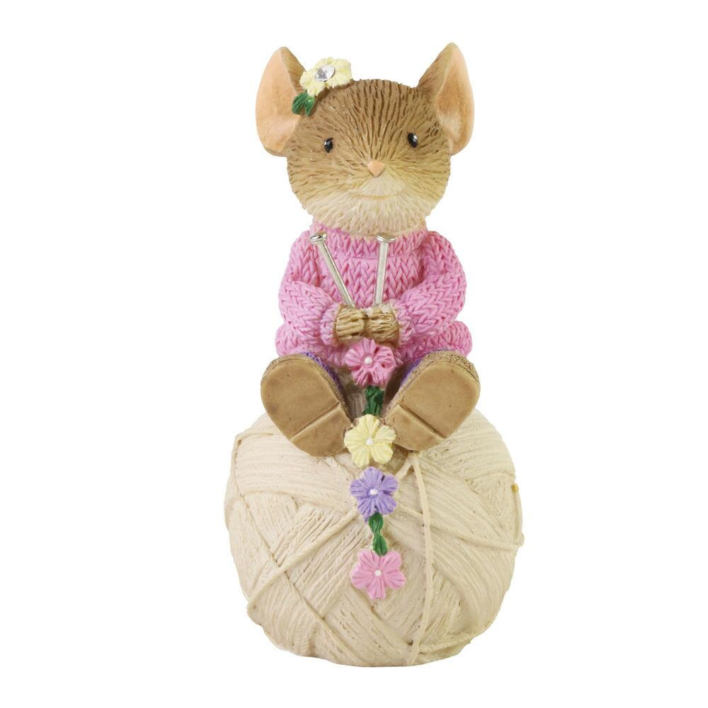 Tails with Heart Winter Activities Knitter Mouse Figurine