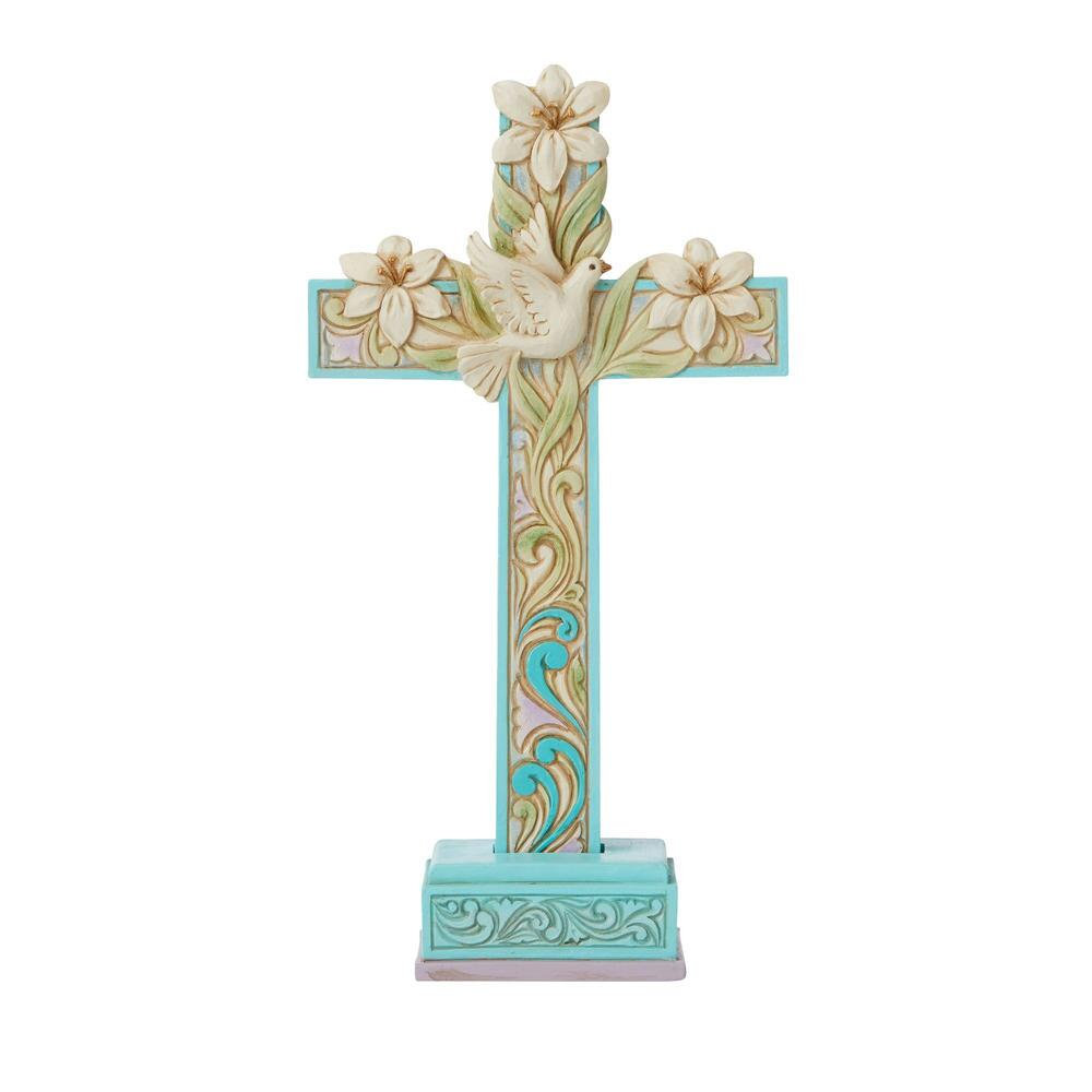 Heartwood Creek Cross with Lilies and Dove