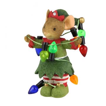 Tails with Heart Christmas Tangled in Lights Figurine
