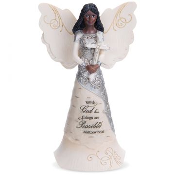 Pavilion Gift Elements With God Ebony Angel with Cross Figurine