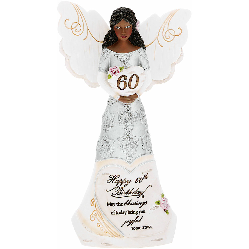 Pavilion Gift Elements Ebony 60th Birthday Angel Holding Heart