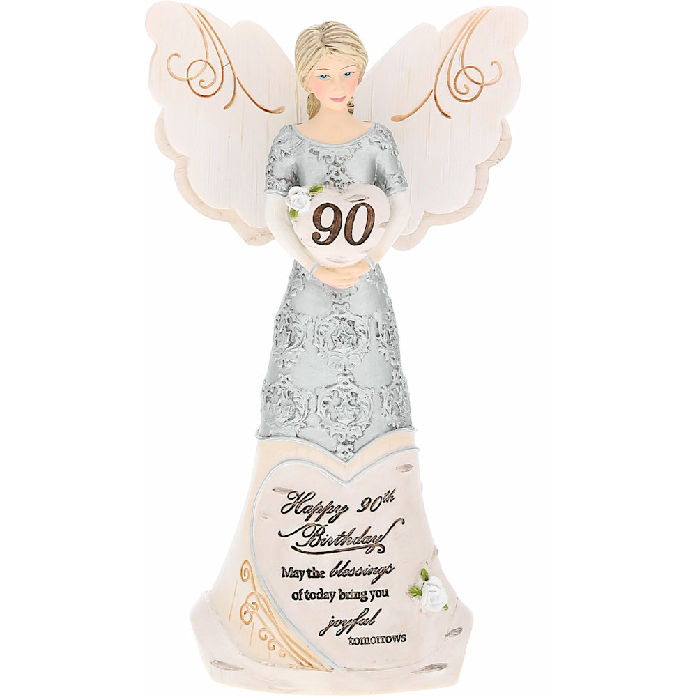 Pavilion Gift Elements 90th Birthday Angel Holding Heart Figurine