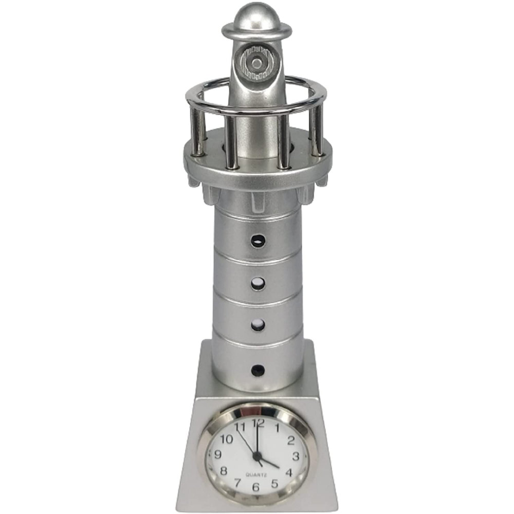 Sanis Enterprises Lighthouse Mini Desk Clock In Silver