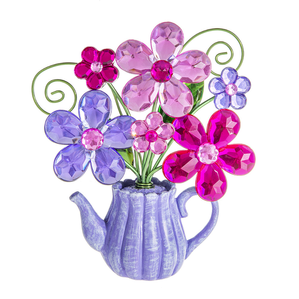 Ganz Crystal Expressions Daisy Teapot Posy Pot - Purple