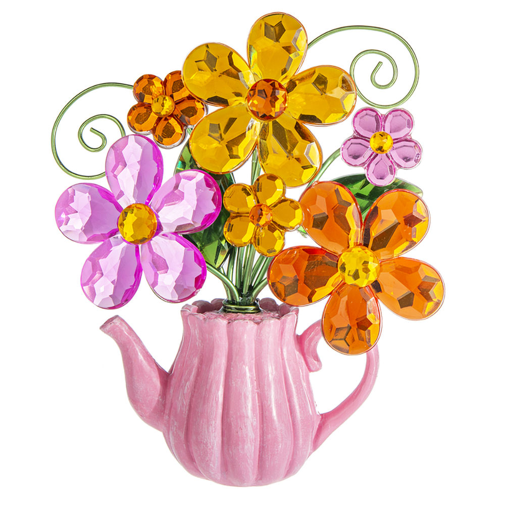 Ganz Crystal Expressions Daisy Teapot Posy Pot - Pink