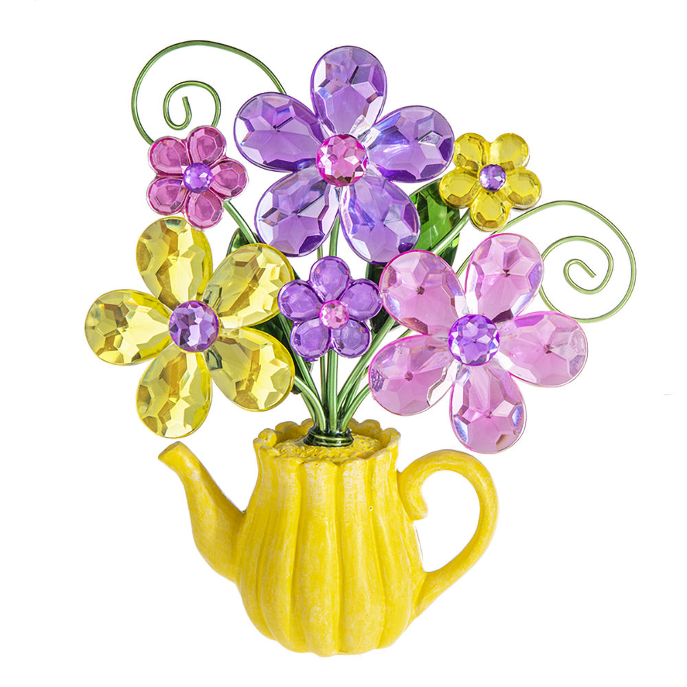 Ganz Crystal Expressions Daisy Teapot Posy Pot - Yellow