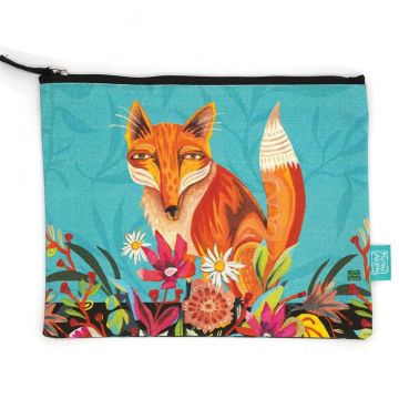 Allen Designs Fox & Flowers Zip Pouch (Medium)