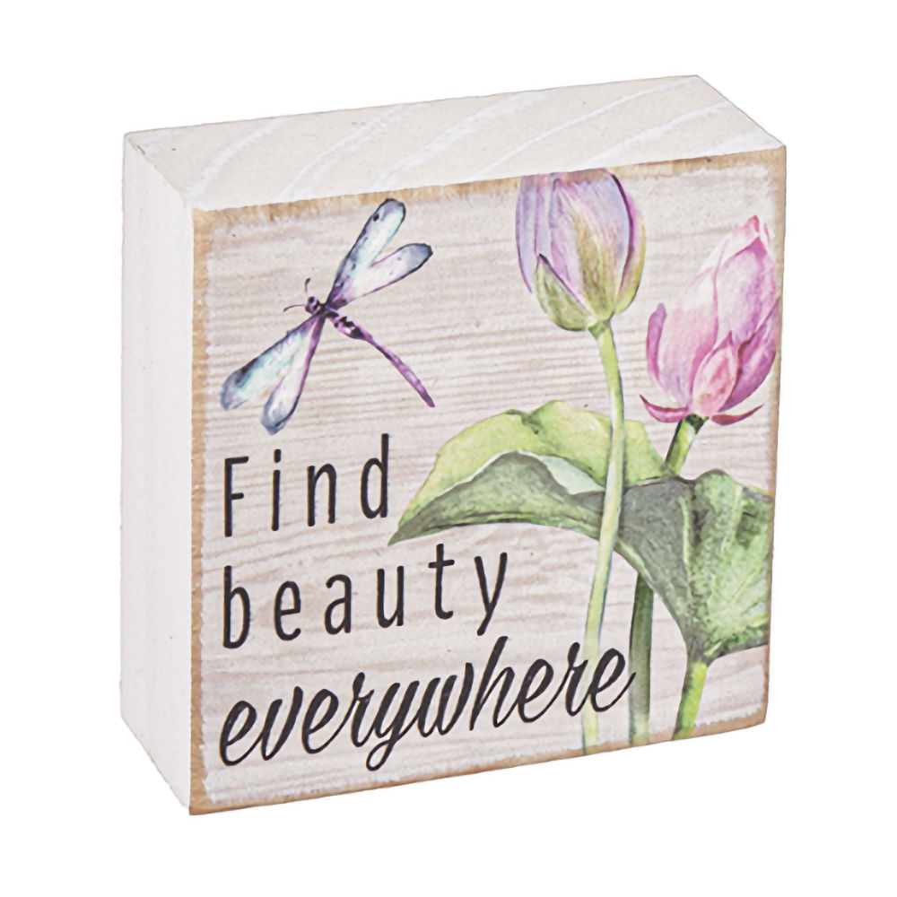 Ganz Watercolor Lilies with Dragonflies Block - Find Beauty
