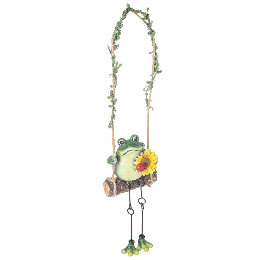 Ganz Swing into Spring Frog Ornament - With Sunflower