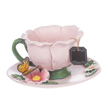 Ganz Flower Tea Cup - Pink