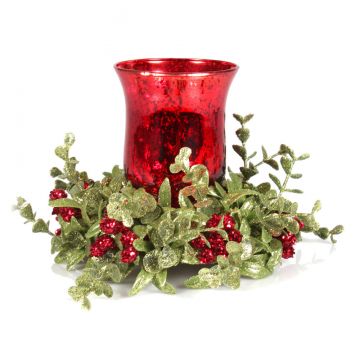Ganz Kissing Krystals Small Mistletoe Glass Floral Tea Light Holder