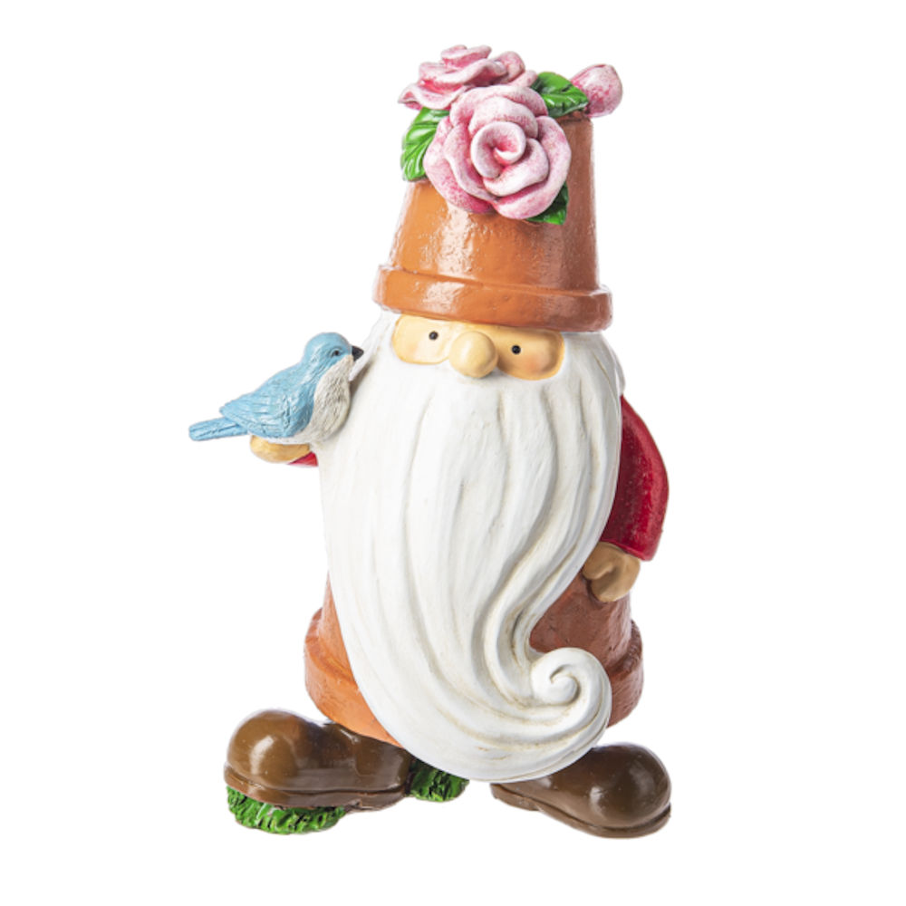 Ganz Midwest-CBK Garden Pot Gnome Figurine - Rose