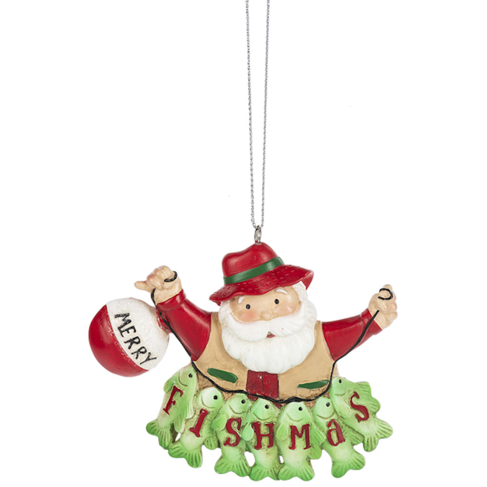 Ganz Midwest-CBK Merry Fishmas Ornament - Santa Fishing