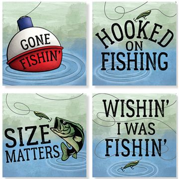 Carson Home Accents Fishing Square House Coaster Set