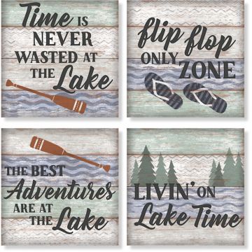 Carson Home Accents Lake Pattern Square House Coaster Set