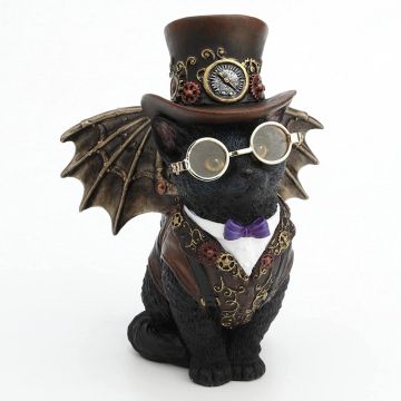 Veronese Design Steampunk Victorian Inventor Cat With Wings & Top Hat