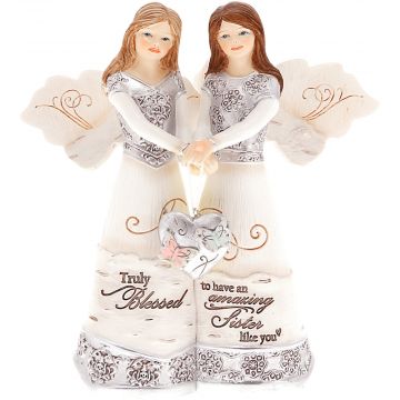 Pavilion Gift Company Elements Sisters Double Angels Holding Heart