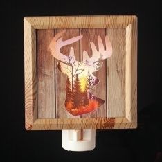 Roman 6.25" H Deer Silhouette Night Light Faux Wood Frame