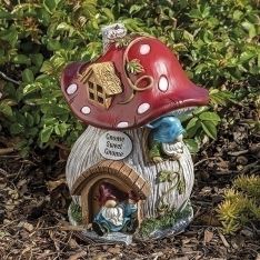 Roman Gnome Sweet Gnome Mushroom House Statue