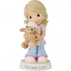 Precious Moments Get Well Soon - Girl with Teddy Bear Figurine