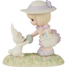 Precious Moments I Find You Egg-straordinary Girl With Bunny Figurine