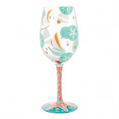 Designs by Lolita Sailboats and Sand Dollars Wine Glass