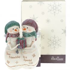 Pavilion Gift Company "Friendship Gift" Snowcouple Holding a Gift