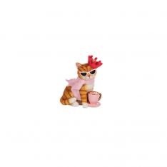Ganz Purrfectly Chic Cat With Latte Figurine
