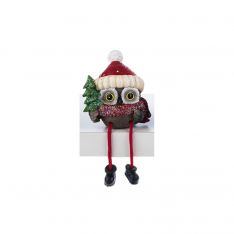 Ganz Candy Cane Christmas Owl Holding Tree Shelfsitter