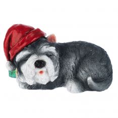 Ganz Candy Cane Santa Hat Dog With Present Bear Figurine