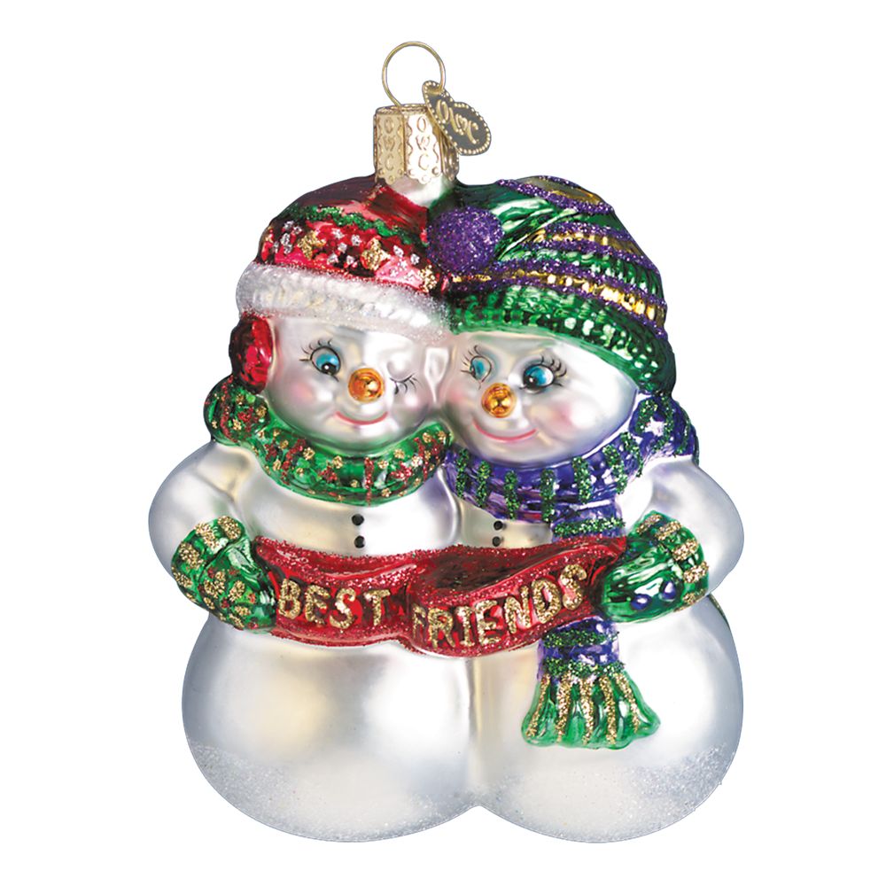 Old World Christmas Best Friends Snowman Glass Ornament