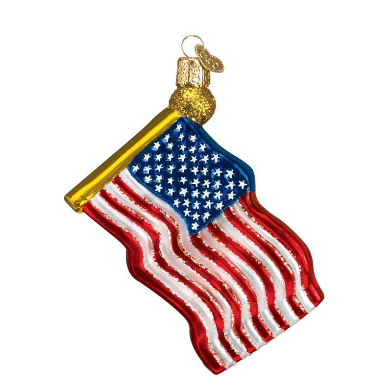 Old World Christmas StarSpangled Banner US Flag Glass Ornament
