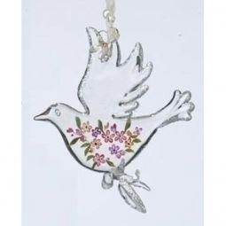 Roman Daisy Painted Glass Bird Ornament
