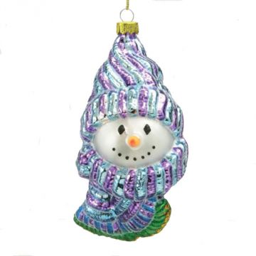 Scottish Christmas Snowman Head Bundled Up Ornament