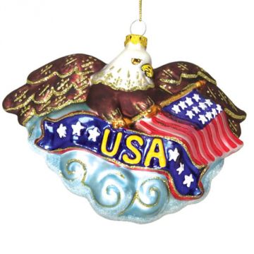 Scottish Christmas USA Eagle with Flag Ornament