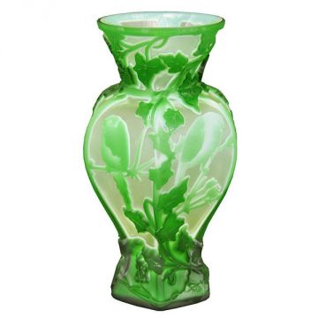 Fenton Art Glass 2010 Cameo Gallery Le Cage Aux Folles Vase