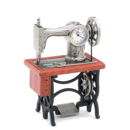Old Fashioned Sewing Machine Clock with Wood Look Table