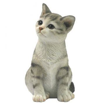 Veronese Design Tabby Kitten Sitting Up Cat Sculpture