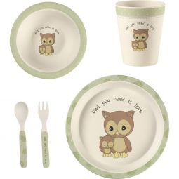 Precious Moments 5-Piece Owl Mealtime Bamboo Gift Set