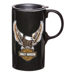 Evergreen Harley Davidson Bar and Shield Eagle Tall Boy Travel Mug