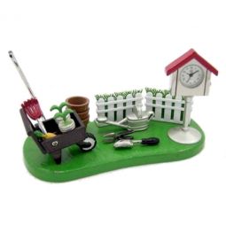Sanis Enterprises Gardening Tools and Bird House Mini Desk Clock