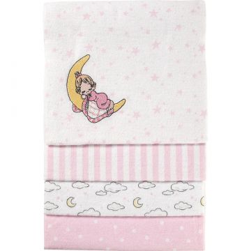 Precious Moments Set of 4 Pink Receiving Blankets