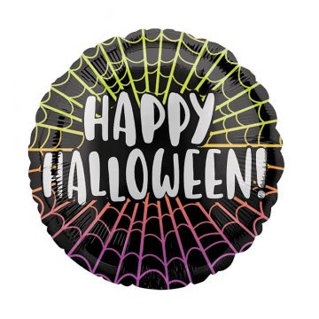 burton+BURTON 18" Happy Halloween Spider Webs Foil Balloon