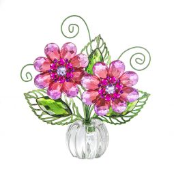 Details about  / Ganz Crystal Expressions Acrylic Pink Daisy Posy Pots Flower Arrangement 4/" C