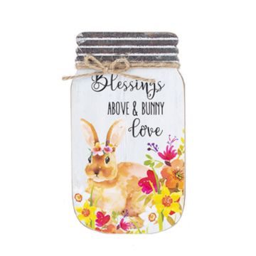 Ganz Mason Jar Plaque - Blessings Above and Bunny Love