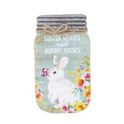 Ganz Mason Jar Plaque - Easter Wishes and Bunny Kisses