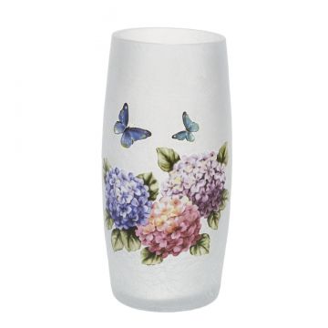 Ganz Spring Hydrangea Crackle Glass Candle Holder