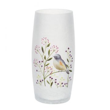 Ganz Spring Bird Crackle Glass Candle Holder
